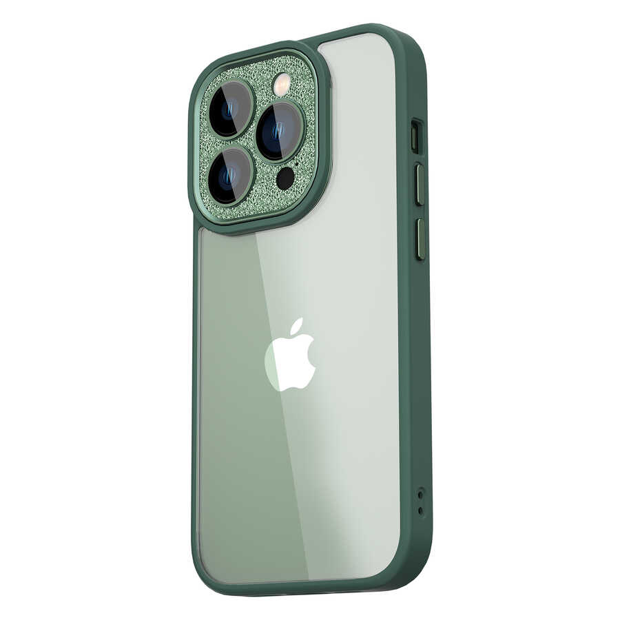 Apple iPhone 14 Pro Kılıf ​​​​​Wiwu Lens Korumalı Renkli Kenar Arkası Şeffaf Multicolor Kapak