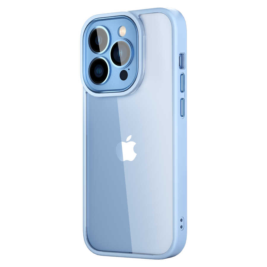 Apple iPhone 14 Pro Max Kılıf Wiwu Lens Korumalı Renkli Kenar Arkası Şeffaf Vivid Clear Kapak
