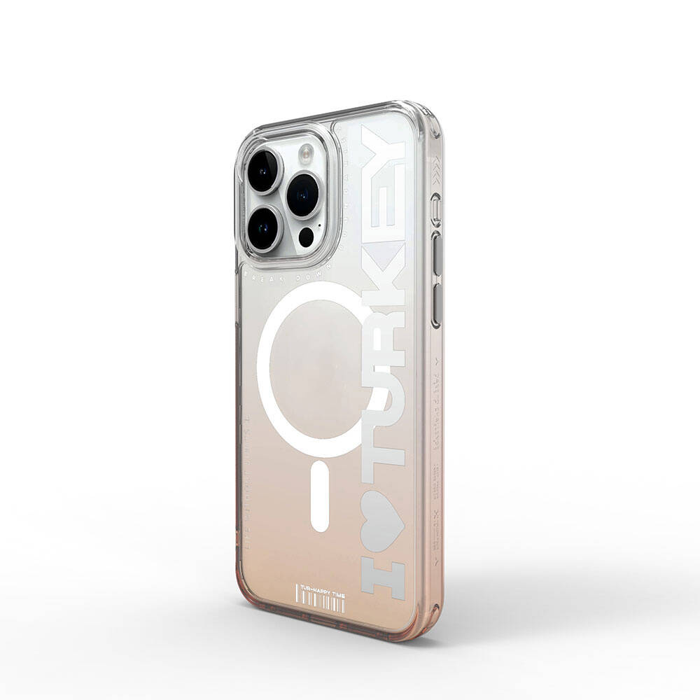 Apple iPhone 15 Pro Max Kılıf Magsafe Şarj Özellikli Transparan Renk Geçişli Wiwu Turkey C Serisi Kapak