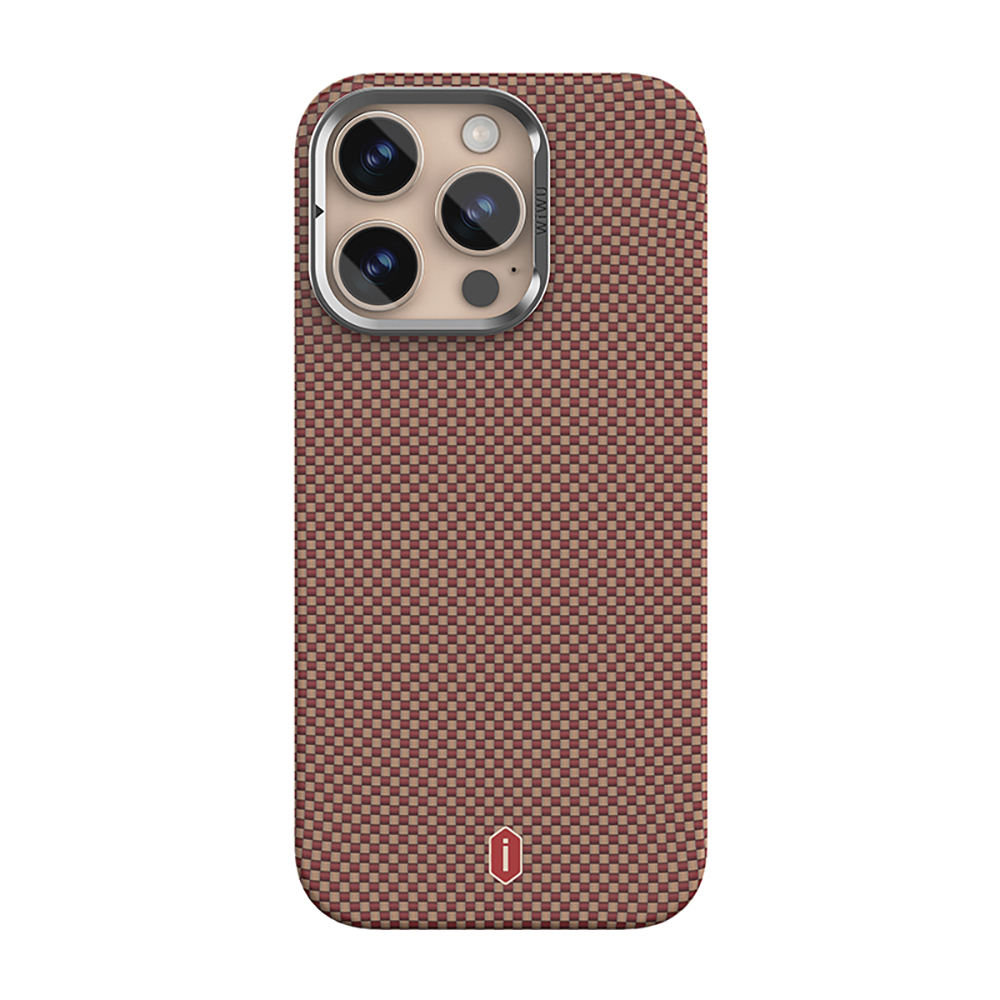 Apple iPhone 16 Pro Max Kılıf Wiwu DCC-208 M-safe Şarj Özellikli Kamera Standlı Aramid Fiber Tasarım Kevlar Kapak
