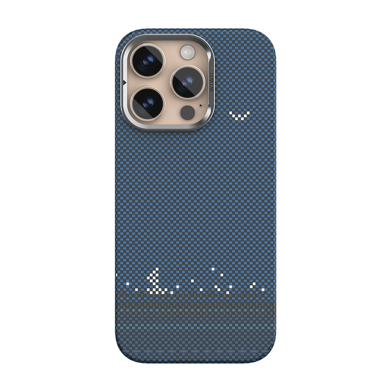 Apple iPhone 16 Pro Max Kılıf Wiwu DCC-209 M-safe Şarj Özellikli Kamera Standlı Aramid Fiber Tasarım Kevlar Kapak