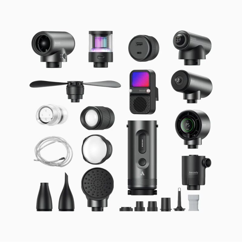 Aecooly OK01 11 in 1 Modular Camping Set Flashlight Compressor Powerbank Alarm Mode etc. - 2