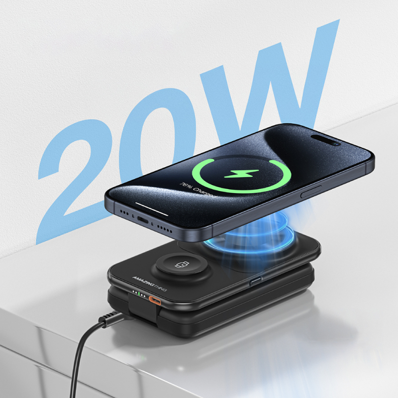 Amazingthing Thunder Pro Mag 6in1 PD22.5W Foldable Stand Wireless Power Bank 8000mAh - 18