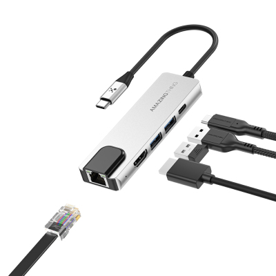 Amazingthing Thunder Pro RJ45 Type-c to HDTV 5 in 1 4K 60Hz Ethernet Converter Adapter - 6