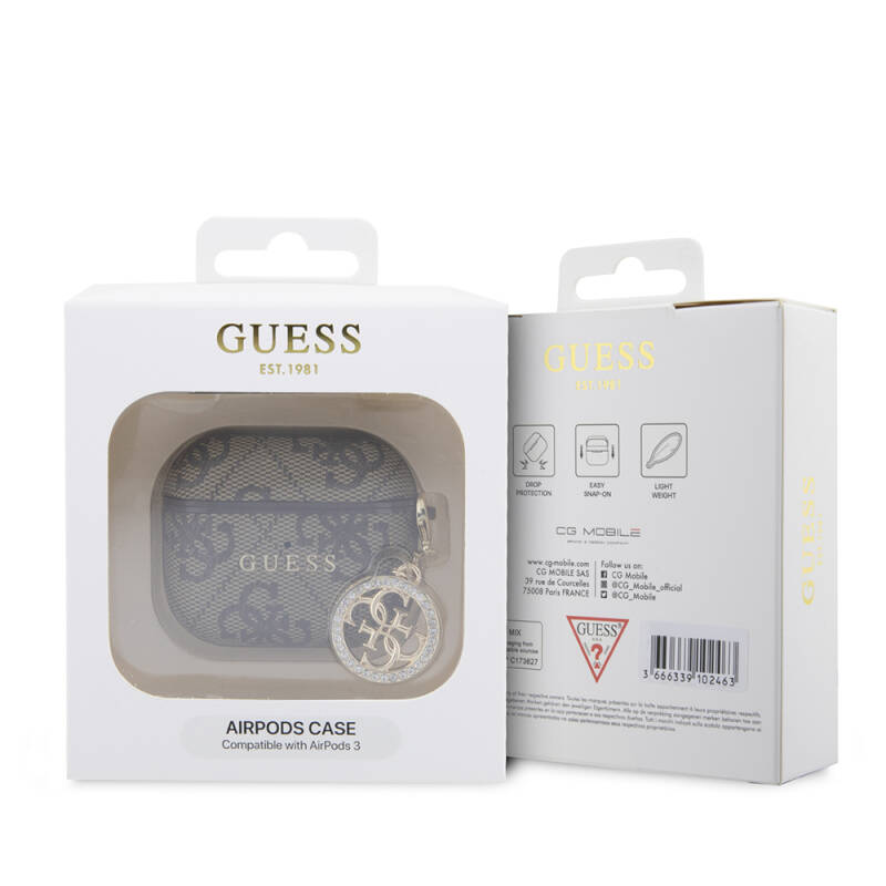 Apple Airpods 3. Nesil Kılıf Guess Orjinal Lisanslı PU Deri 4G Desenli 4G Charm Kapak - 2