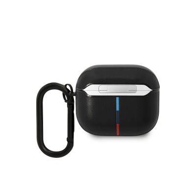 Apple Airpods 3. Nesil Kılıf BMW Orjinal Lisanslı PU Deri Tasarımlı 3 Renk Çizgili Çift Metal Logolu Kapak - 2
