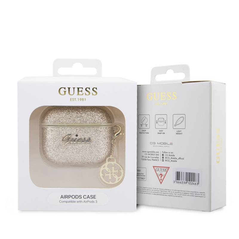 Apple Airpods 3. Nesil Kılıf GUESS Glitter 4G Charm Kapak - 5