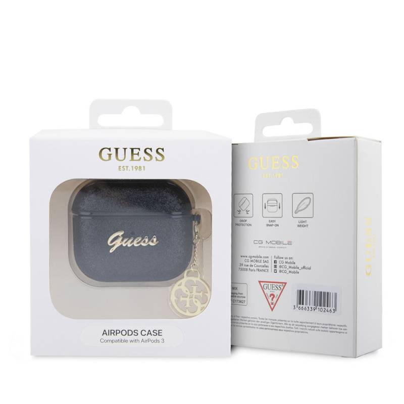 Apple Airpods 3. Nesil Kılıf GUESS Glitter 4G Charm Kapak - 6