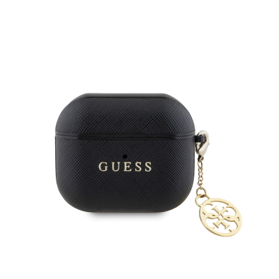 Apple Airpods 3. Nesil Kılıf Guess Orjinal Lisanslı Dokulu 4G Yuvarlak Charm Saffiano Kılıf - 2