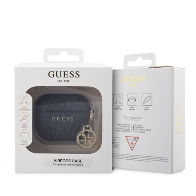 Apple Airpods 3. Nesil Kılıf Guess Orjinal Lisanslı PU Deri 4G Desenli 4G Sade Askılı Kılıf - 8