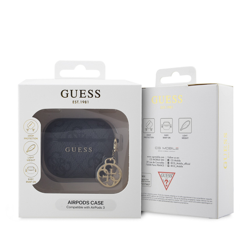 Apple Airpods 3. Nesil Kılıf Guess Orjinal Lisanslı PU Deri 4G Desenli 4G Sade Askılı Kılıf - 8