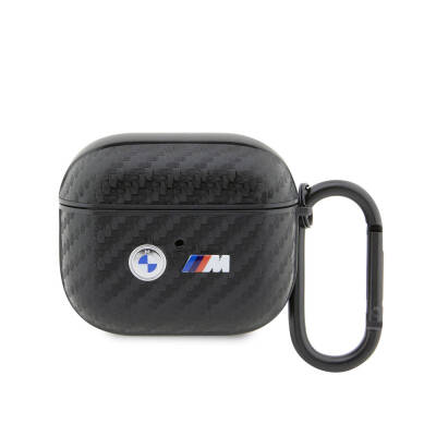 Apple Airpods 3.Nesil Kılıf BMW Orjinal Lisanslı PU Karbon Fiber Tasarımlı Çift Metal Logolu Kapak - 1