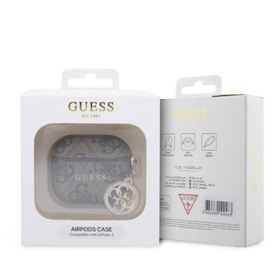 Apple Airpods 3rd Generation Case Guess Original Licensed PU Leather 4G Patterned 4G Charm Cover - 2