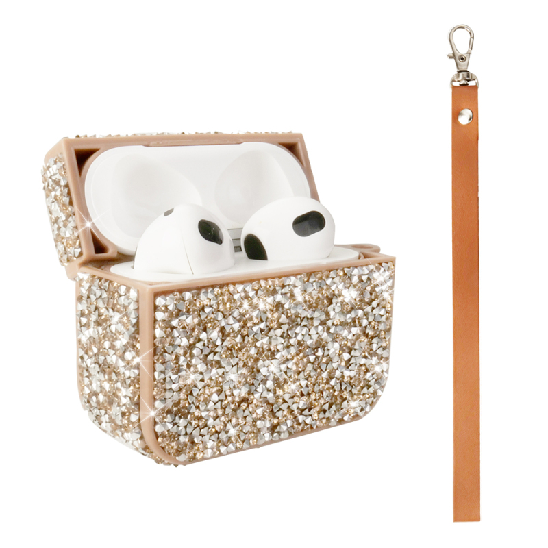 Apple Airpods 3rd Generation Zore Airbag 45 Glittery Transparent Wrist Strap Case - 12