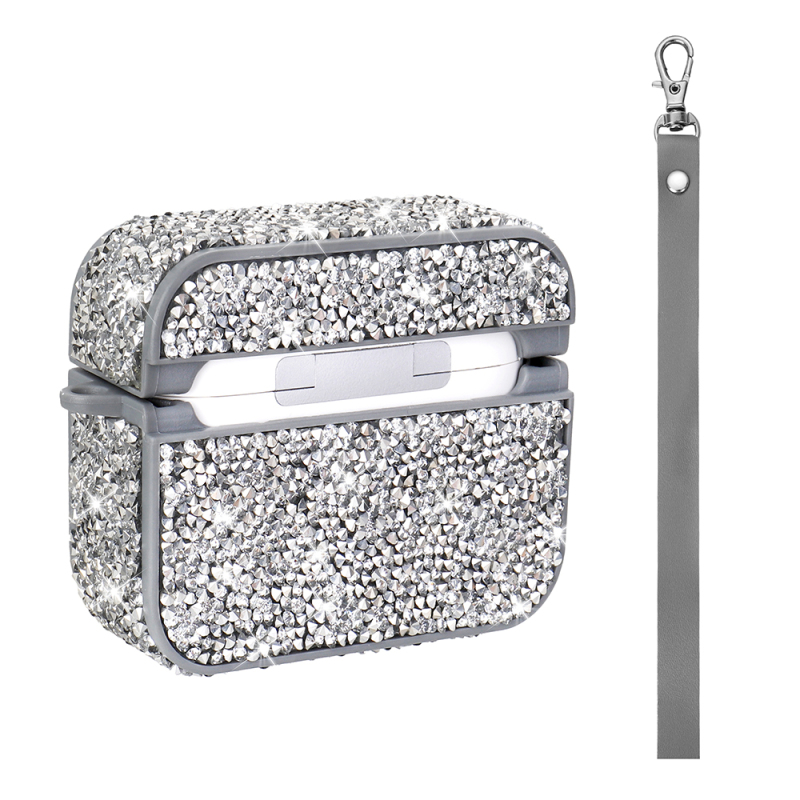 Apple Airpods 3rd Generation Zore Airbag 45 Glittery Transparent Wrist Strap Case - 9