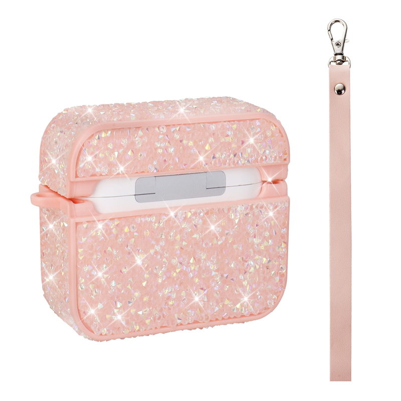Apple Airpods 3rd Generation Zore Airbag 45 Glittery Transparent Wrist Strap Case - 11
