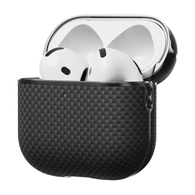 Apple Airpods 4 Case 1500D Aramid Fiber Pitaka Ultra-Slim Classic Series Black-Grey Twill Cover - 7