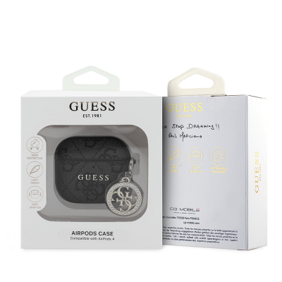 Apple Airpods 4 Case Guess Original Licensed 4G Patterned Stone 4G Ornamental Chain Cover - 6