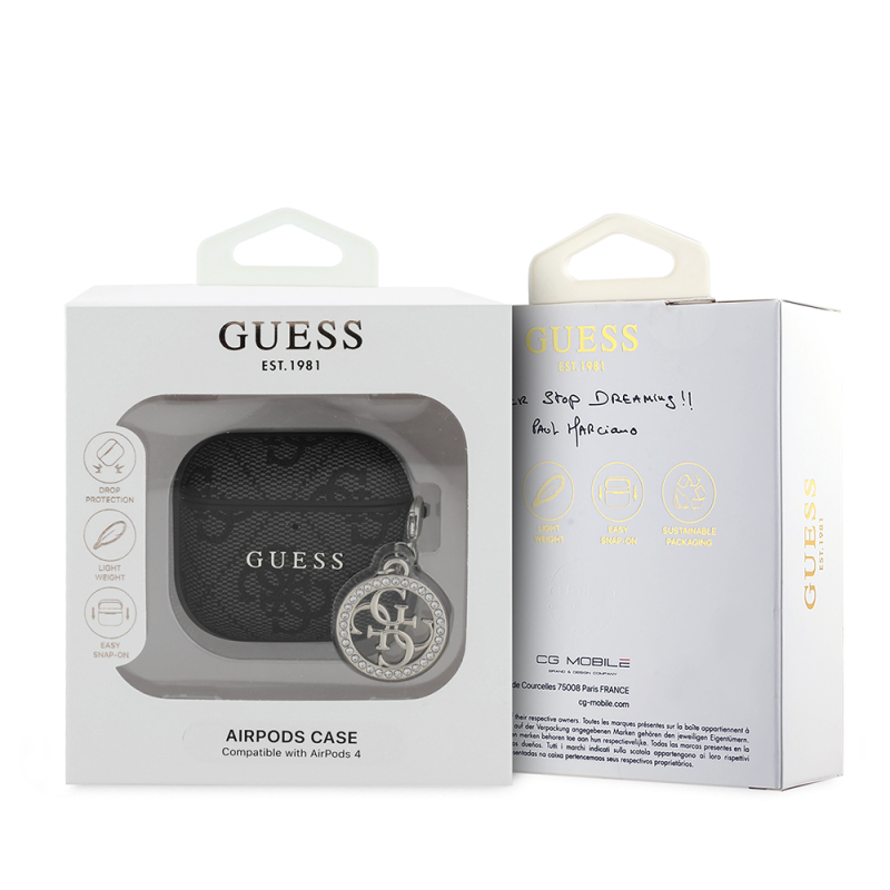 Apple Airpods 4 Case Guess Original Licensed 4G Patterned Stone 4G Ornamental Chain Cover - 6