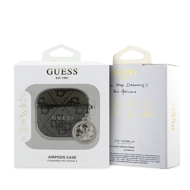 Apple Airpods 4 Case Guess Original Licensed 4G Patterned Stone 4G Ornamental Chain Cover - 8