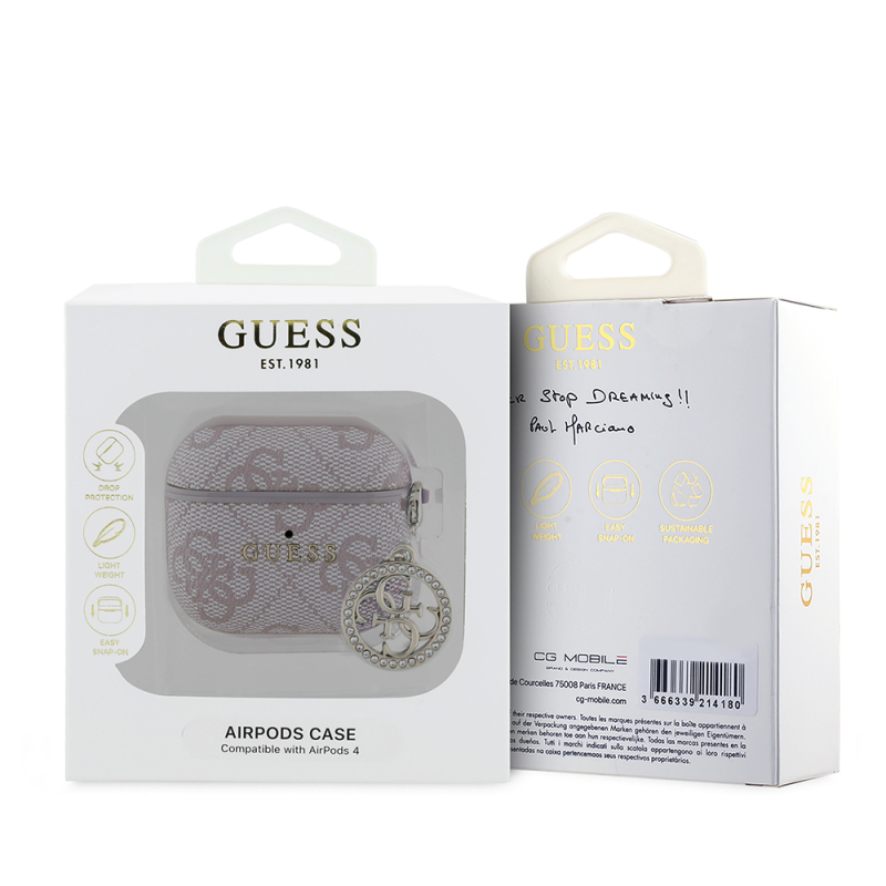 Apple Airpods 4 Case Guess Original Licensed 4G Patterned Stone 4G Ornamental Chain Cover - 10