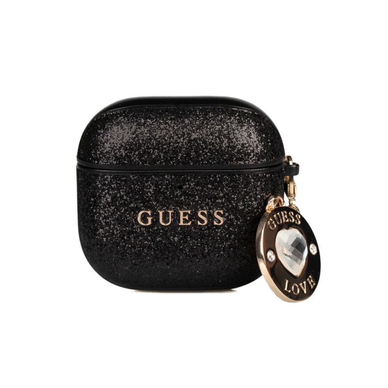 Apple AirPods 4 Case Guess Original Licensed Glitter Glitter Diamond Heart Ornamental Chain Cover - 8