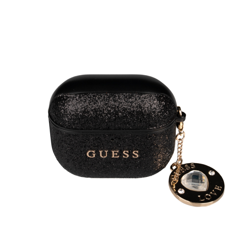 Apple AirPods 4 Case Guess Original Licensed Glitter Glitter Diamond Heart Ornamental Chain Cover - 9