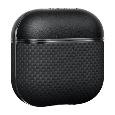 Apple Airpods 4 Kılıf 1500D Aramid Fiber Pitaka Ultra-Slim Classic Serisi Black-Grey Twill Kapak - 9