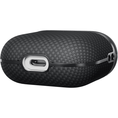 Apple Airpods 4 Kılıf 1500D Aramid Fiber Pitaka Ultra-Slim Classic Serisi Black-Grey Twill Kapak - 10