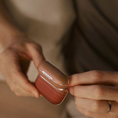 Apple Airpods 4 Kılıf Aramid Fiber Pitaka Tactile Woven Sunset-Moonrise Serisi Sunset Kapak - 25
