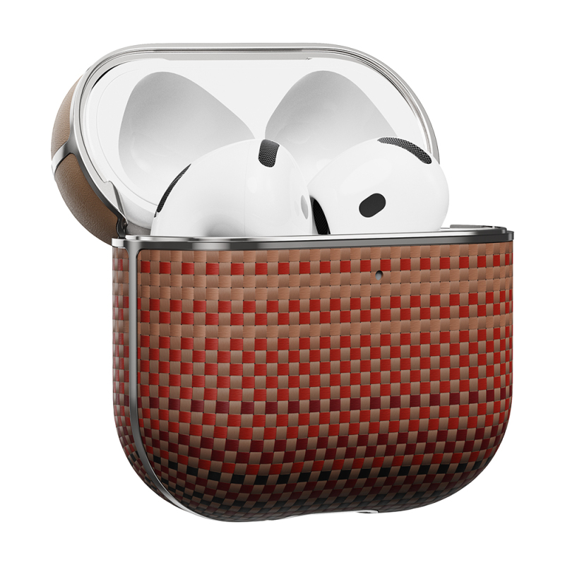 Apple Airpods 4 Kılıf Aramid Fiber Pitaka Tactile Woven Sunset-Moonrise Serisi Sunset Kapak - 5