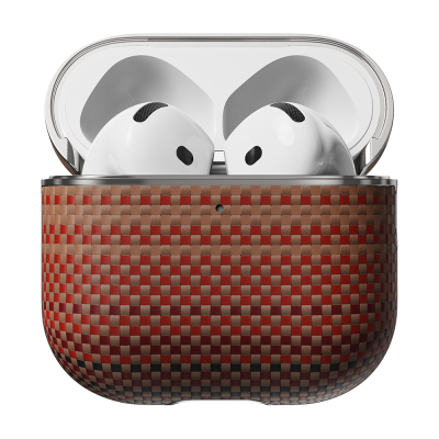 Apple Airpods 4 Kılıf Aramid Fiber Pitaka Tactile Woven Sunset-Moonrise Serisi Sunset Kapak - 9