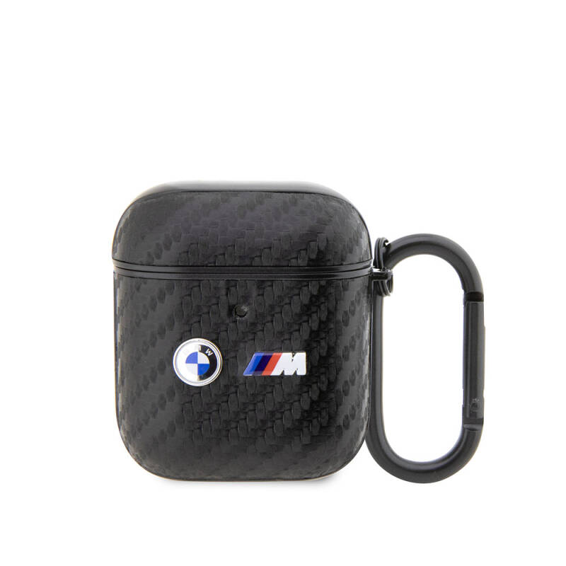 Apple Airpods Case BMW Original Licensed PU Carbon Fiber Design Double Metal Logo Cover - 1