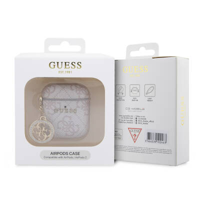 Apple Airpods Case Guess Original Licensed 4G Patterned Stone 4G Ornamental Chain Cover - 5