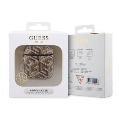 Apple Airpods Case Guess Original Licensed G Cube Patterned 4G Ornamental Chain Cover - 8