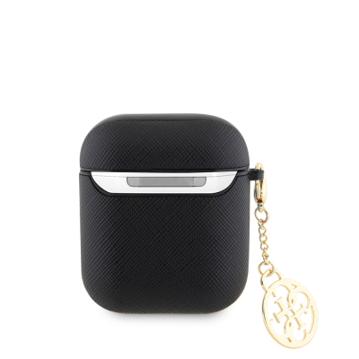 Apple Airpods Case Guess Original Licensed Textured 4G Saffiano Case Round Ornamental Chain - 7