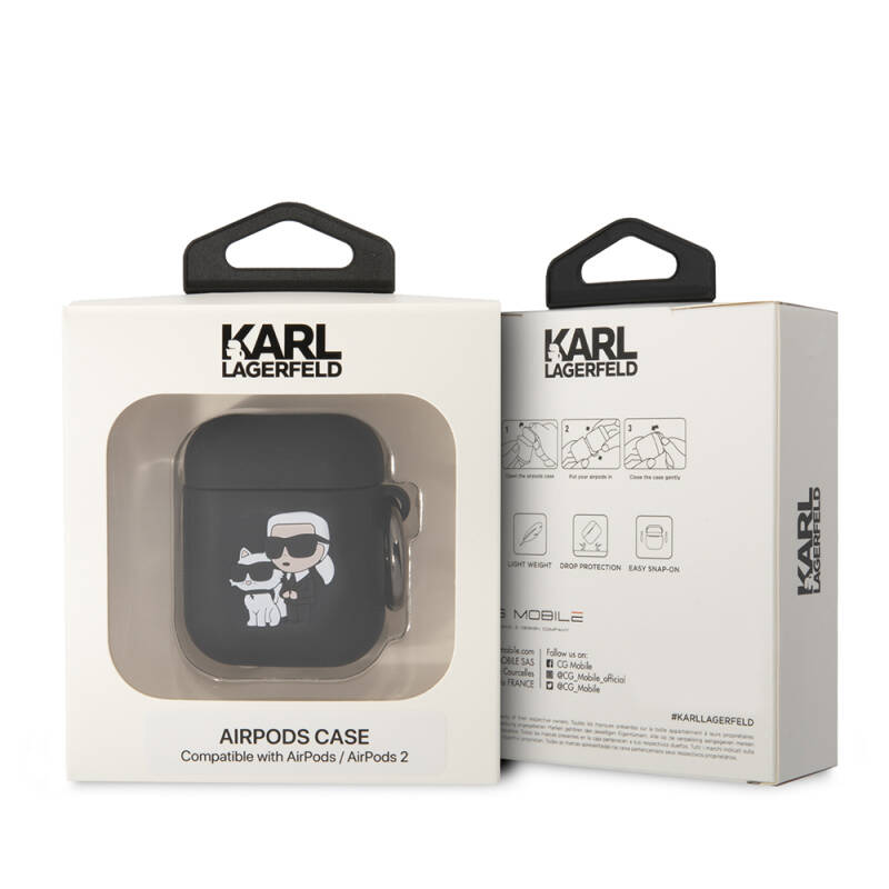 Apple Airpods Case Karl Lagerfeld Original Licensed Karl & Choupette 3D Silicone Cover - 3