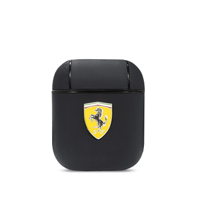Apple Airpods Kılıf Ferrari Orjinal Lisanslı PU Deri Metal Logolu SF Arka Yüzey Yazılı Kapak - 2