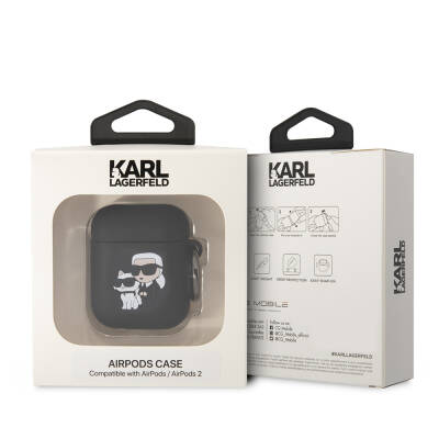 Apple Airpods Kılıf Karl Lagerfeld Orjinal Lisanslı Karl & Choupette 3D Silikon Kapak - 3