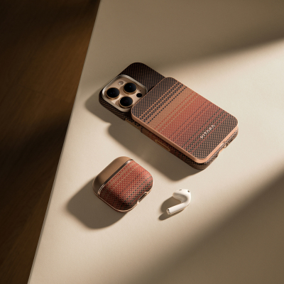 Apple Airpods Pro 2 Case Aramid Fiber Pitaka Tactile Woven Sunset-Moonrise Series Sunset Cover - 26