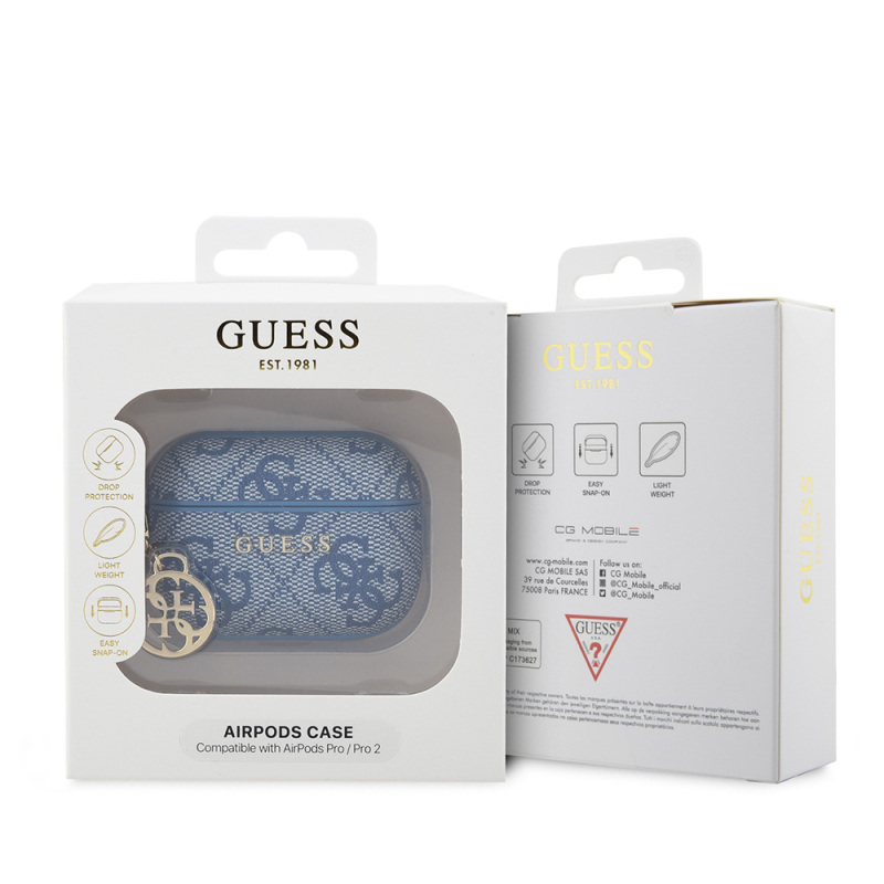 Apple Airpods Pro 2 Case Guess Original Licensed 4G Patterned Metal Classic Logo 4G Charm PU Leather Case - 5