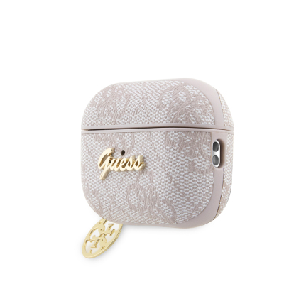 Apple Airpods Pro 2 Case Guess Original Licensed 4G Patterned Metal Script Logo 4G Charm PU Leather Cover - 9