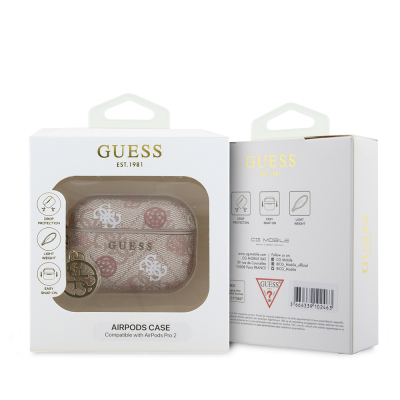 Apple Airpods Pro 2 Case Guess Original Licensed 4G Patterned Text Logo Peony Cover - 9