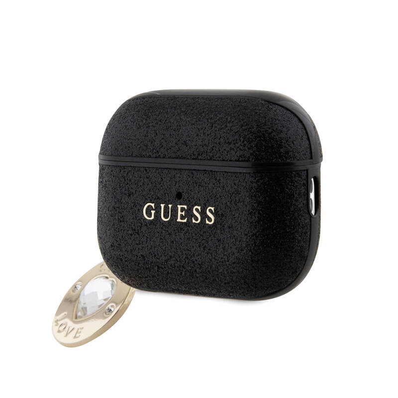 Apple Airpods Pro 2 Case Guess Original Licensed Glitter Diamond Heart Ornament Chain Cover - 2