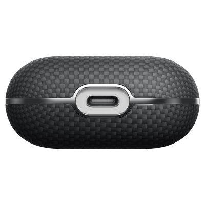 Apple Airpods Pro 2 Kılıf 1500D Aramid Fiber Pitaka Ultra-Slim Classic Serisi Black-Grey Twill Kapak - 9