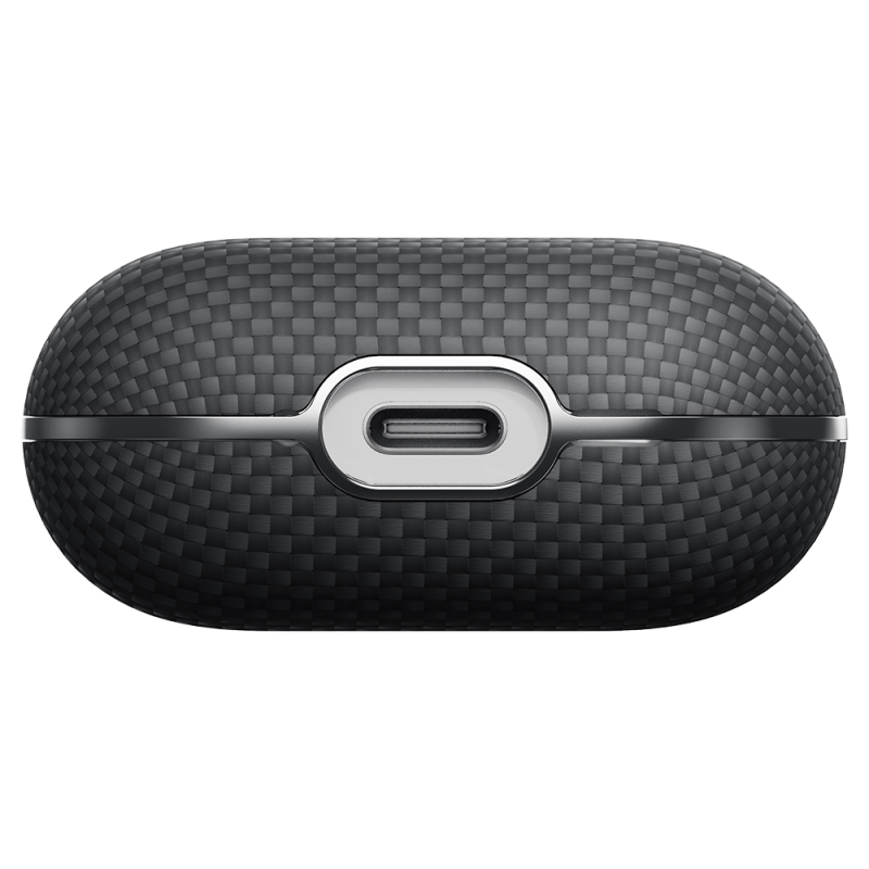 Apple Airpods Pro 2 Kılıf 1500D Aramid Fiber Pitaka Ultra-Slim Classic Serisi Black-Grey Twill Kapak - 9