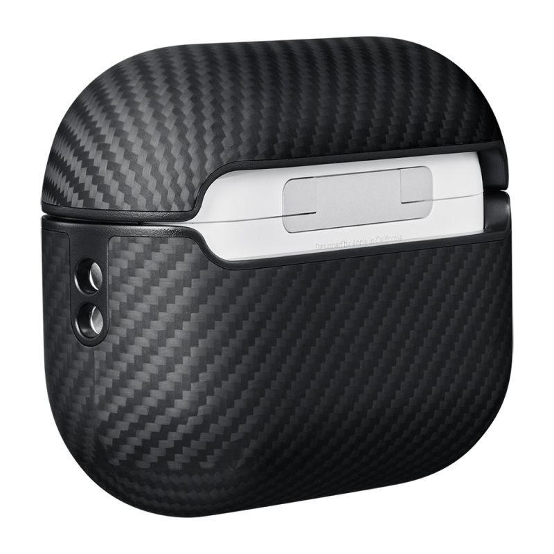 Apple Airpods Pro 2 Kılıf 600D Aramid Fiber Pitaka Classic Serisi Black-Grey Twill Kılıf - 7