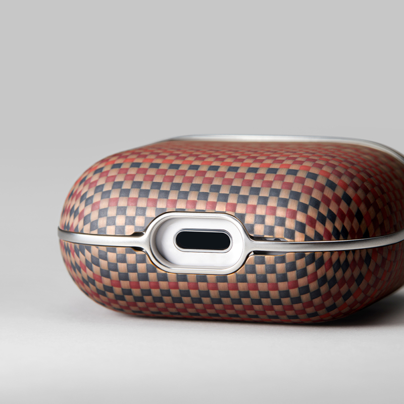 Apple Airpods Pro 2 Kılıf Aramid Fiber Pitaka Tactile Woven Sunset-Moonrise Serisi Sunset Kapak - 21