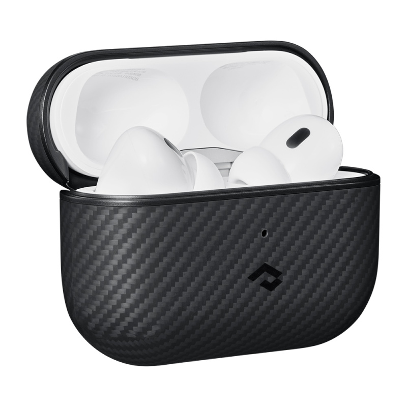 Apple Airpods Pro 2 Kılıf Magsafe Şarj Özellikli 600D Aramid Fiber Pitaka Classic Serisi Black-Grey Twill Kılıf - 4