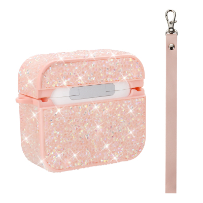 Apple Airpods Pro 2 Zore Airbag 45 Glittery Transparent Wrist Strap Case - 13